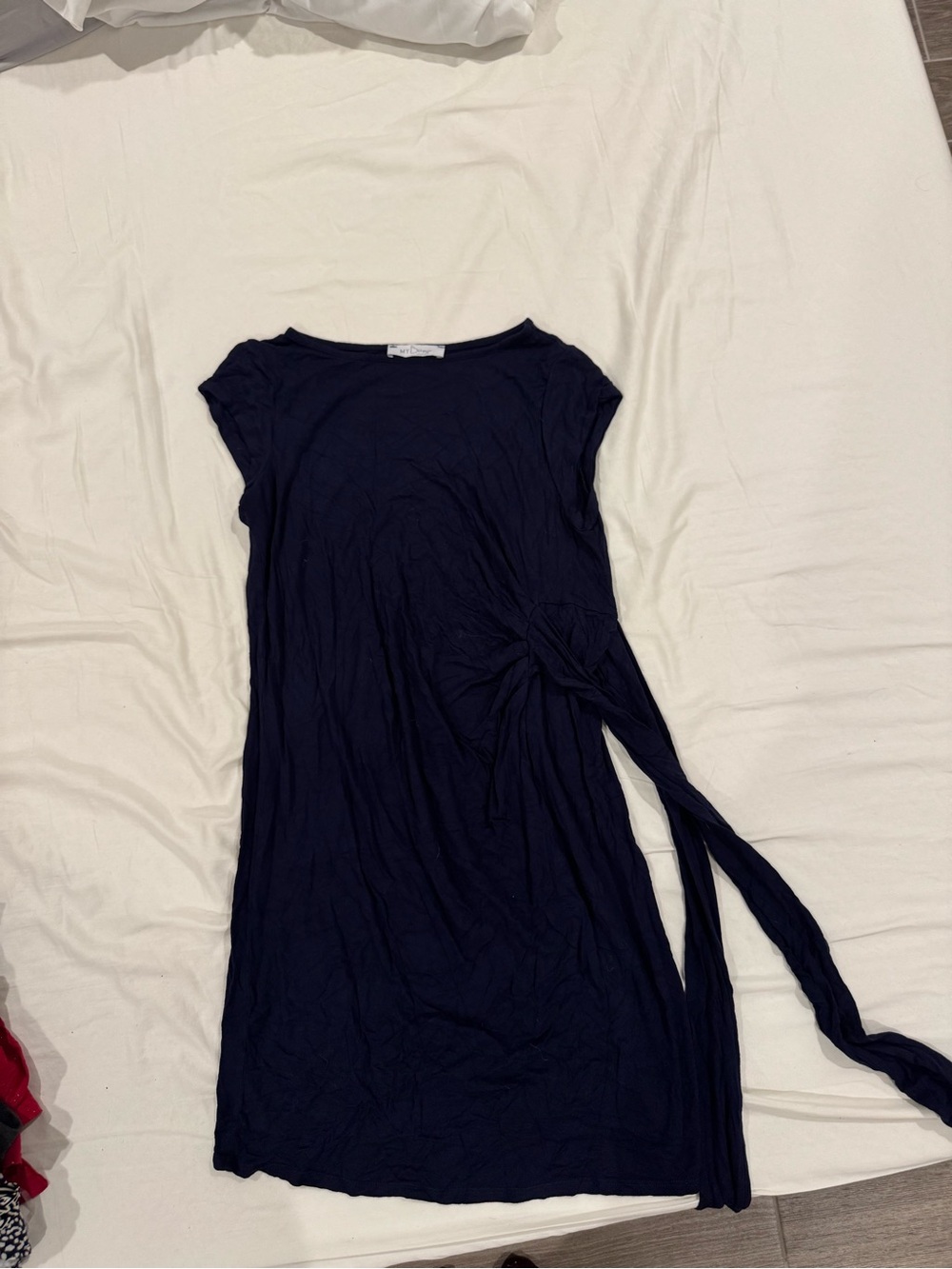 Side-Tie Mini Dress in Navy
